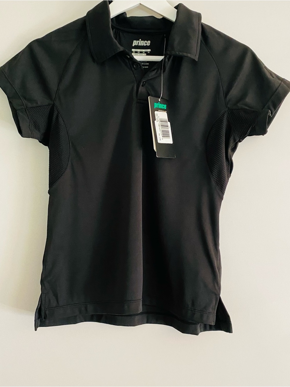 Prince Black Women's Aerotech Performance Button-Down Tennis Polo, Size XS